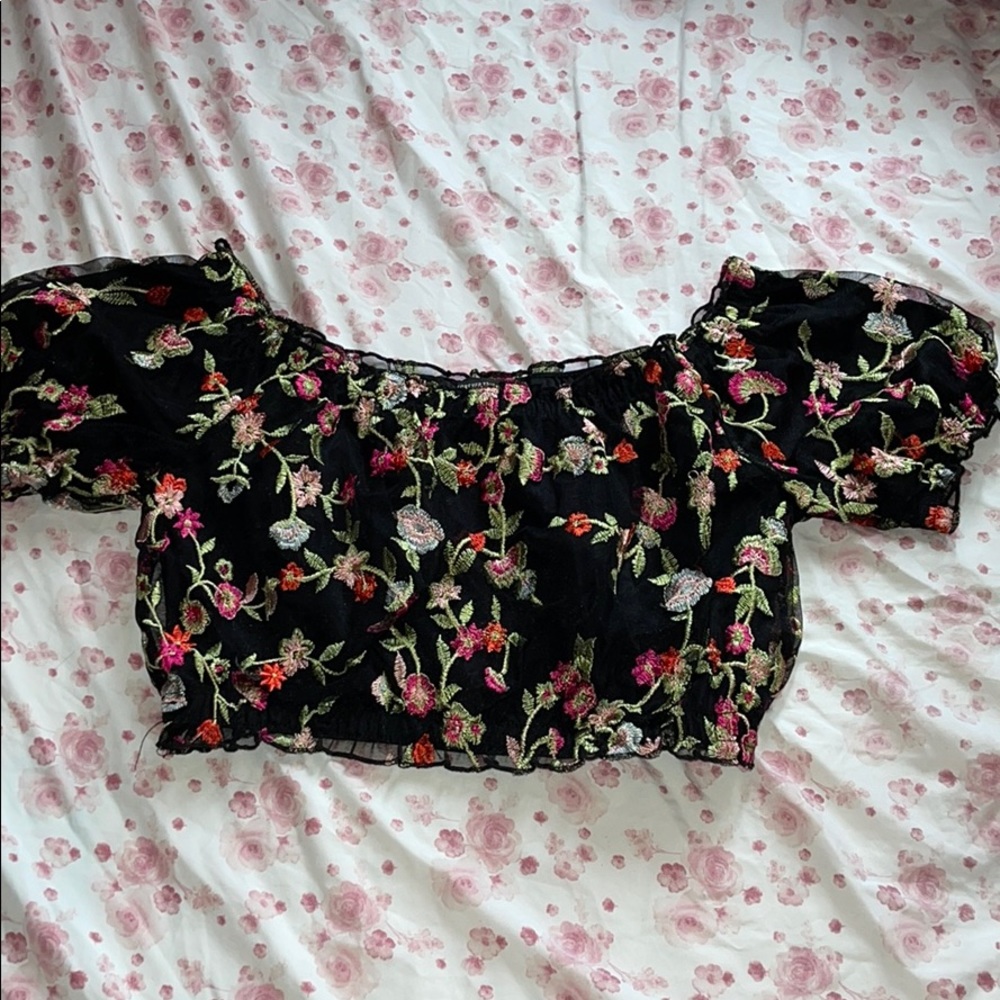 Floral off the shoulder crop top